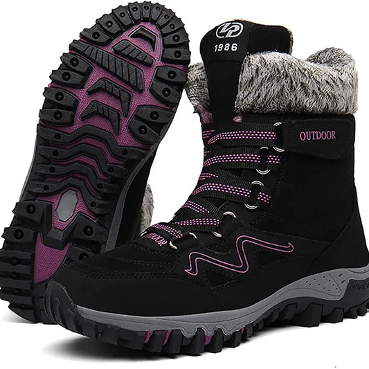Women Winter Snow Boots Outdoor Boots for Women Men Hiking Trekking Boots Couple Shoes Lightweight Anti-Slip Warm Plush Boot
